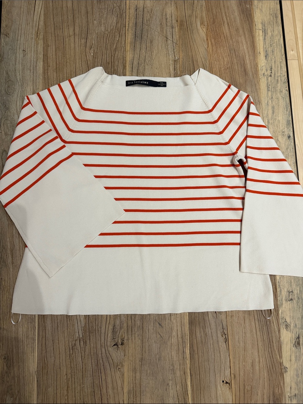 Iris Setlakwe Cream Sweater with Orange Stripes